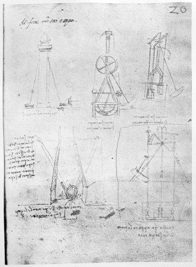 Fol. 20r aus dem Pariser Manuskript B, 1488-90 von Leonardo da Vinci